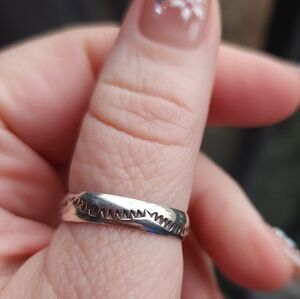 Handmade Sterling Silver 925 Navajo Native American Stamped Band Ring Sz 9